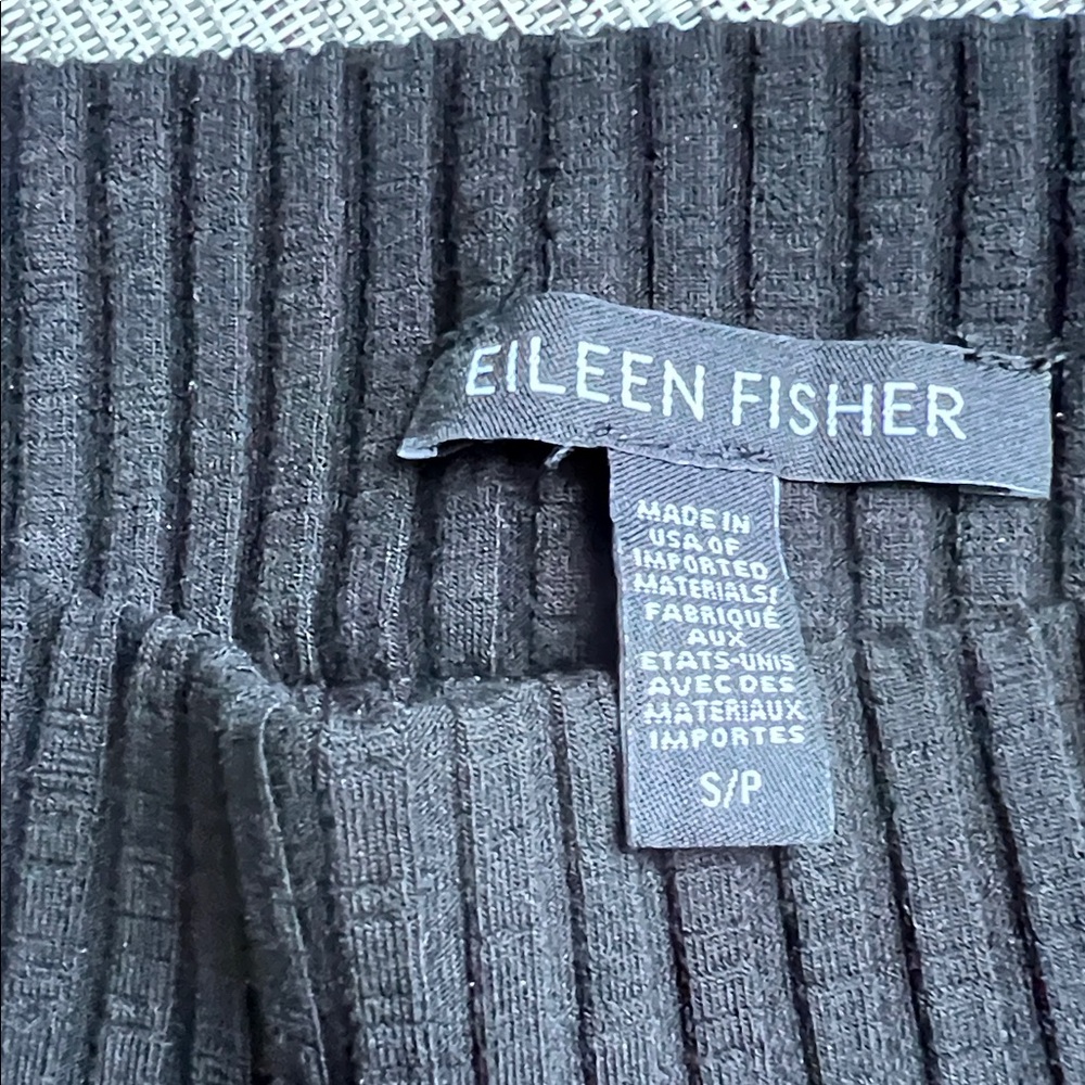 Eileen Fisher Black Texture Stretch Rib Knit Pants